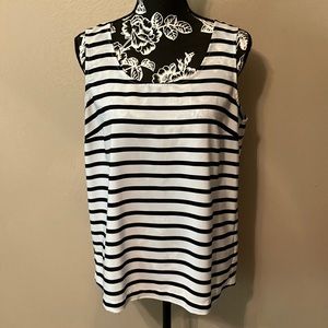 LG TOMMY HILFIGER BLACK & WHITE STRIPED ZIP BACK TANK IN NEW CONDITION